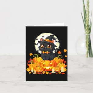 Schwarze Halloween-Kürbis-Katze Karte