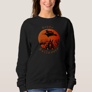 Schwarze Halloween-Szene Hexe & Spuk Haus Sweatshirt