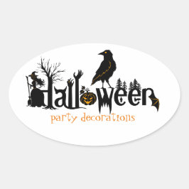 Schwarze Halloween-Textdarstellung Ovaler Aufkleber