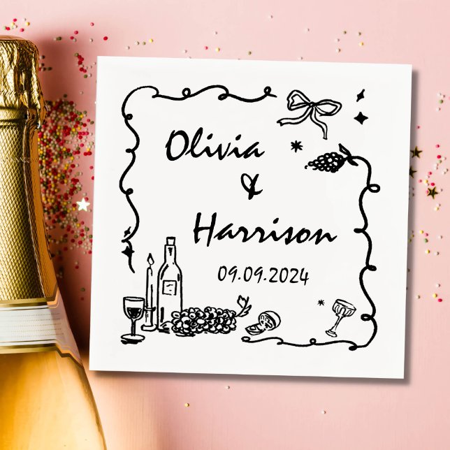 Schwarze Hand Drawn-Hochzeit Serviette (Von Creator hochgeladen)