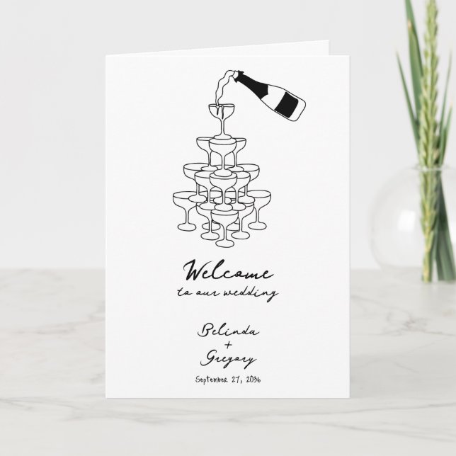 Schwarze Hand gezeichnete Hochzeitsordnung Programm (Vorderseite)