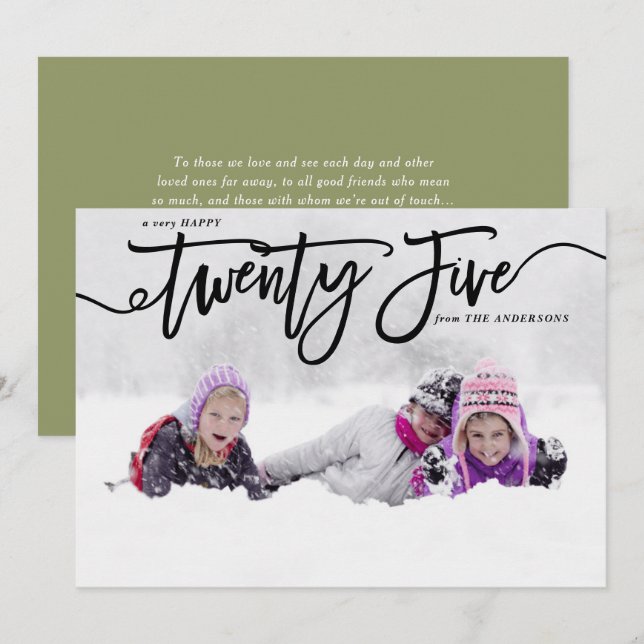 Schwarze Hand glückliche Neujahrsschreiben Foto Feiertagskarte (Vorne/Hinten)