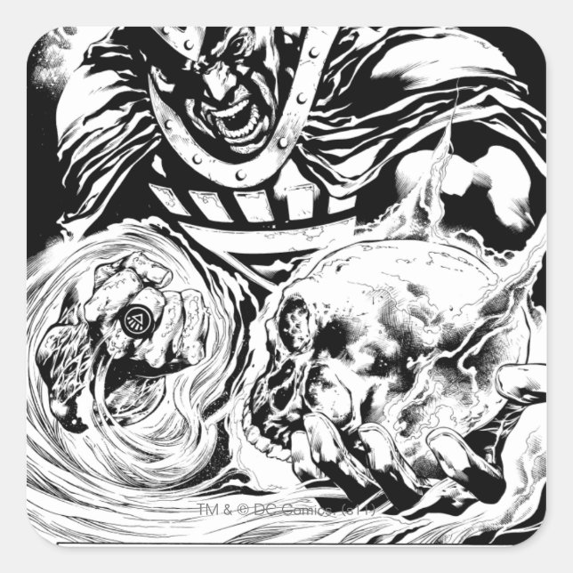 Schwarze Hand mit Schädelplatte 2 Quadratischer Aufkleber (Vorderseite)