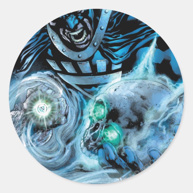 Schwarze Hand mit Schädelplatte Runder Aufkleber (Vorderseite)