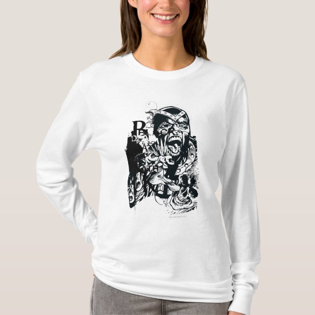 Schwarze Hand- und SchädelCollage T-Shirt (Vorderseite)