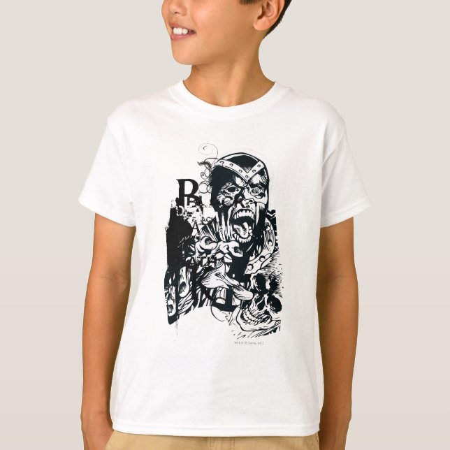 Schwarze Hand- und SchädelCollage T-Shirt (Vorderseite)