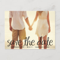 Schwarze handgeschriebene Schrift Save-the-Date-Po