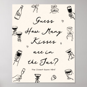 Schwarze handgezeichnete Brautparty - Rate wie vie Poster