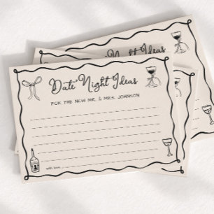 Schwarze handgezeichnete Hochzeits-Date-Night-Idee Einladung