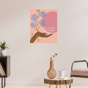 Schwarze Handkunst mit Rose und Affirmationen Poster