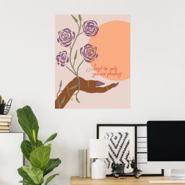 Schwarze Handkunst mit Rose und Affirmationen Poster