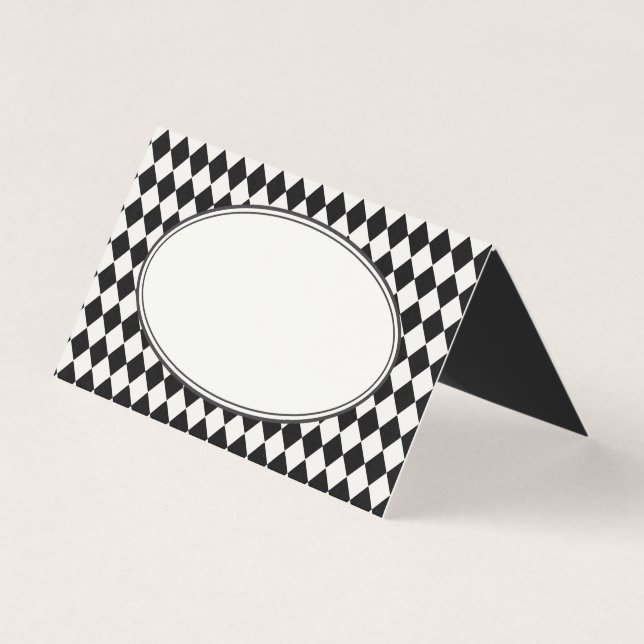 Schwarze Harlekin-Karo-Karten mit Falz (Vorderseite)
