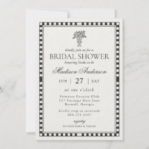 Schwarze Harlekin-Schecken-Bridal-Shower Einladung