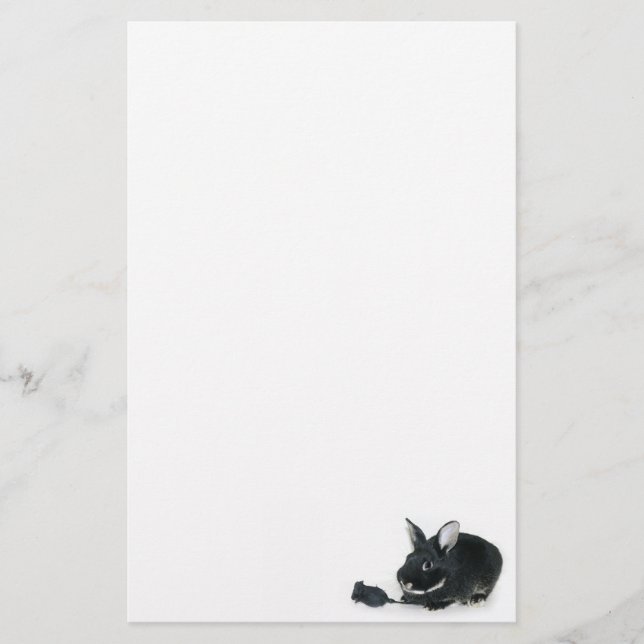 Schwarze Häschen Schwarz-Rose Briefpapier (Vorderseite)