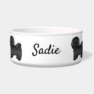 Schwarze Havanese Cartoon-Hund-Illustration & Name Napf
