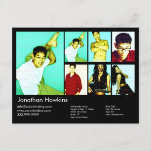 Schwarze Headshot-Karte des Schauspielers/Modells Postkarte