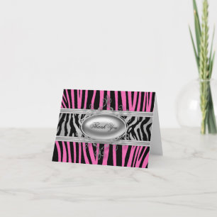 Schwarze heiße Pinke Zebras Danksagungskarten Dankeskarte