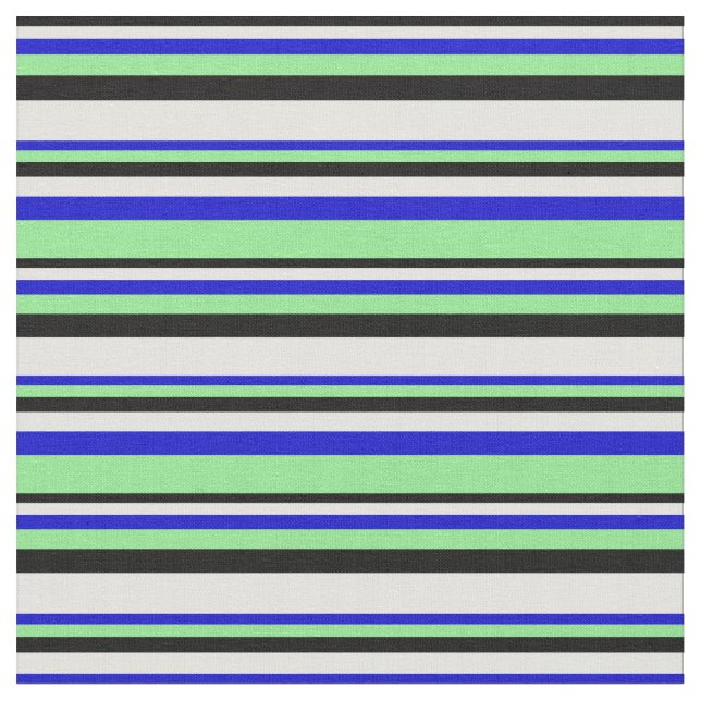 Schwarze, helle, blaue und hellgrüne Linien Stoff (Nahaufnahme)