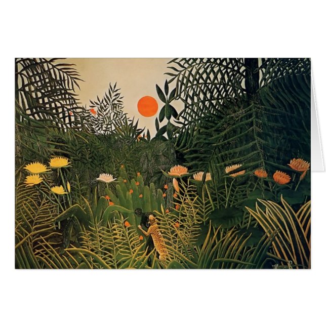 Schwarze Henri Rousseau- angegriffen durch Jaguar (Vorderseite (Horizontal))
