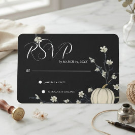 Schwarze Herbst-Kürbis-Hochzeits-RSVP RSVP Karte