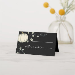 Schwarze Herbst-Kürbis-Hochzeitsplatzkarten Platzkarte