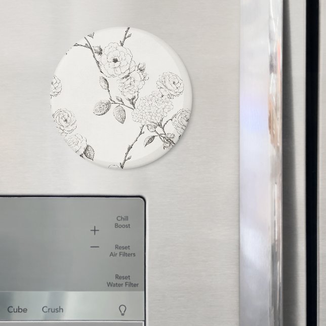 Schwarze Herbstblumen in Creme Magnet (In Situ (Kühlschrank))