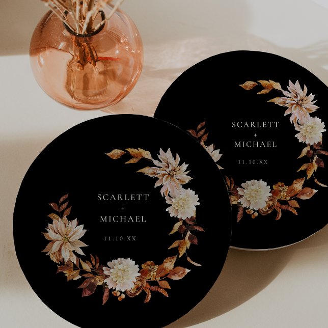 Schwarze Herbsthochzeit Pappteller (Black Autumn Wedding Paper Plates
)