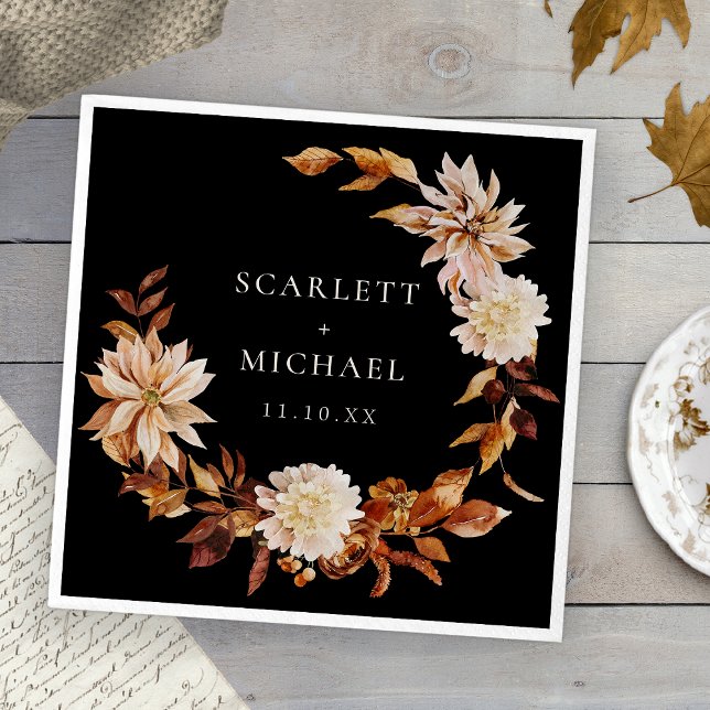 Schwarze Herbsthochzeit Serviette (Black Fall Wedding Napkins
)