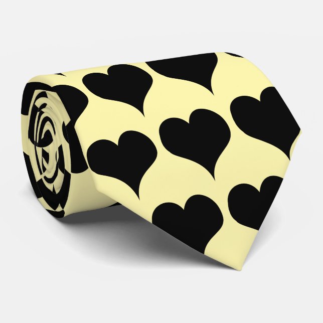 Schwarze Herzen Design Krawatte (Gerollt)