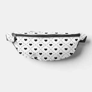 Schwarze Herzen Geometrisches Gitter Minimalistisc Bauchtasche