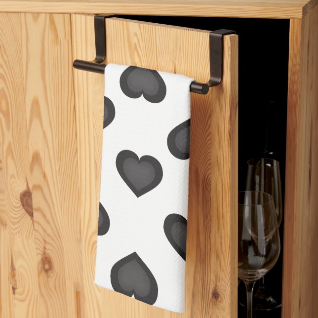 Schwarze Herzen Handtuch (Drittel gefaltet)