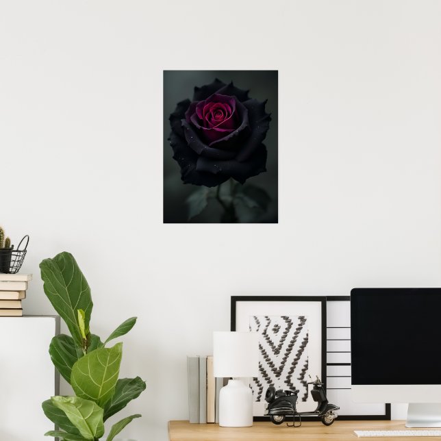 Schwarze Herzrose  Poster (Heimbüro)