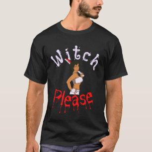 Schwarze Hexe bitte lustiges Halloween Melanin Fra T-Shirt