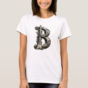 Schwarze Hexe Hexenbesen Buchstabe B Benutzerdefin T-Shirt