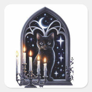 Schwarze Hexen Cat Halloween Stickers
