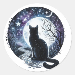 Schwarze Hexen Cat Halloween Stickers