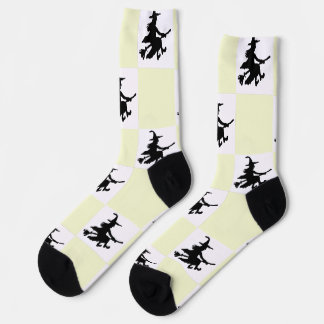 Schwarze Hexen gelb-weiß kariert Socken