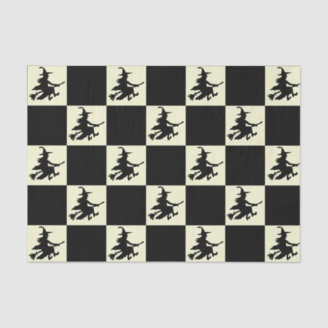 Schwarze Hexen kariert Seidenpapier (Vorderseite)