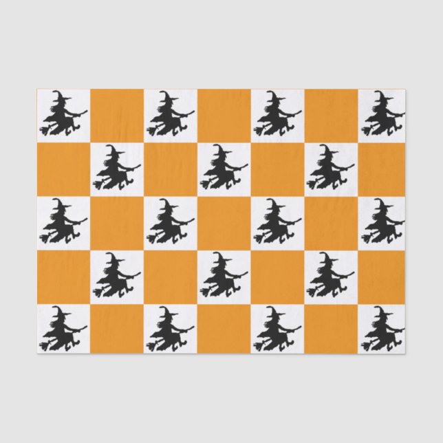 Schwarze Hexen kariert Seidenpapier (Vorderseite)