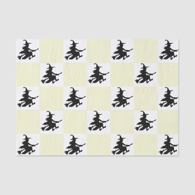 Schwarze Hexen kariert Seidenpapier (Vorderseite)