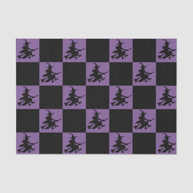 Schwarze Hexen kariert Seidenpapier (Vorderseite)