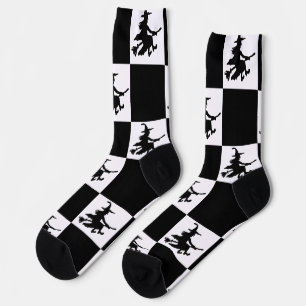 Schwarze Hexen Schwarz-Weiß Kariert Socken