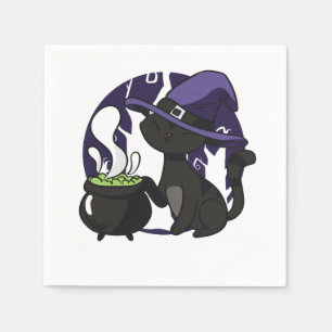 Schwarze Hexenkatze Serviette