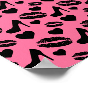 Schwarze High Heels Küsse Lippen Mädchenhaftes Mak Poster