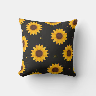 Schwarze Hintergrund Sonnenblume - Moderne Farmhau Kissen