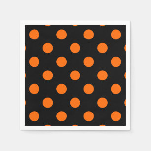 Schwarze Hintergründe Orange Polka Dots Serviette