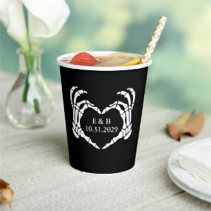 Schwarze Hochzeit bis zum Tod Skelett Gothic Pappbecher