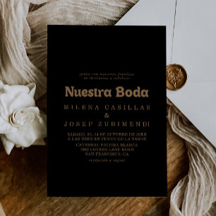 Schwarze Hochzeit - Black Gold Classic Minimal Nue Einladung