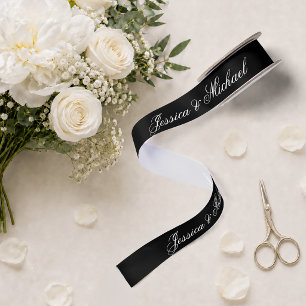 Schwarze Hochzeit Einfache Kalligrafie Elegante Sc Satinband
