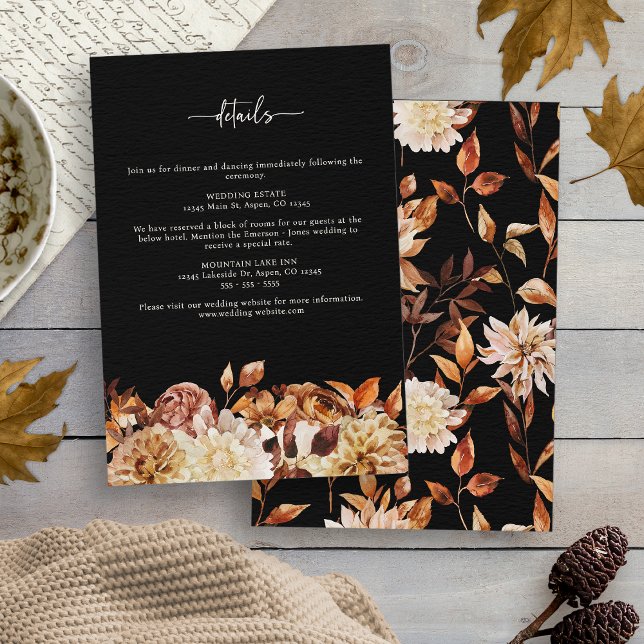 Schwarze Hochzeit im Herbst Begleitkarte (Black Fall Wedding Enclosure Card
)